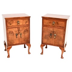Pair of Antique Burr Walnut Bedside Cabinets