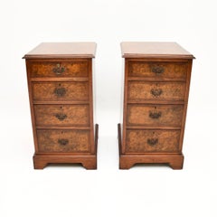 Pair of Antique Burr Walnut Bedside Chests