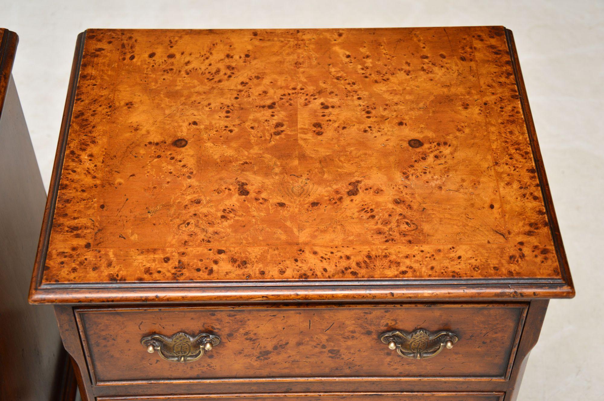 Pair of Antique Burr Walnut Bedside Chests 1