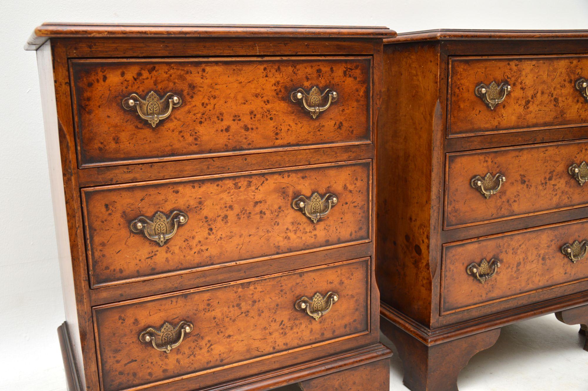 Pair of Antique Burr Walnut Bedside Chests 2