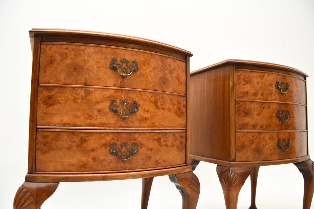 Pair of Antique Burr Walnut Bedside Chests 2
