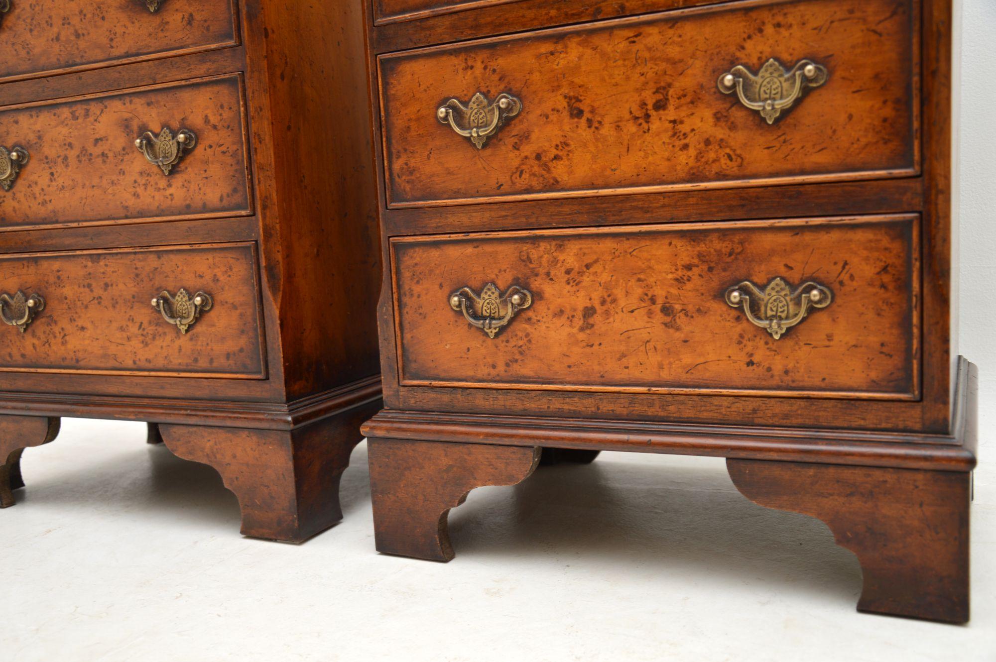 Pair of Antique Burr Walnut Bedside Chests 3