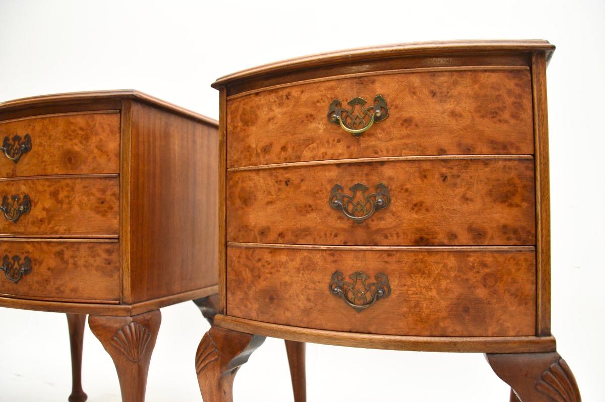 Pair of Antique Burr Walnut Bedside Chests 3