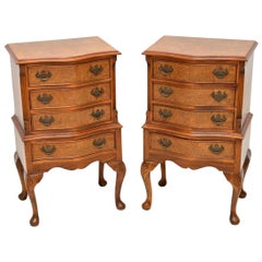 Pair of Antique Burr Walnut Bedside Chests