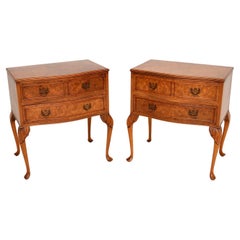 Pair of Antique Burr Walnut Bedside Chests