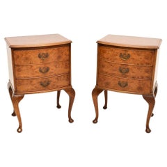 Pair of Antique Burr Walnut Bedside Chests