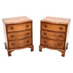 Pair of Antique Burr Walnut Bedside Chests