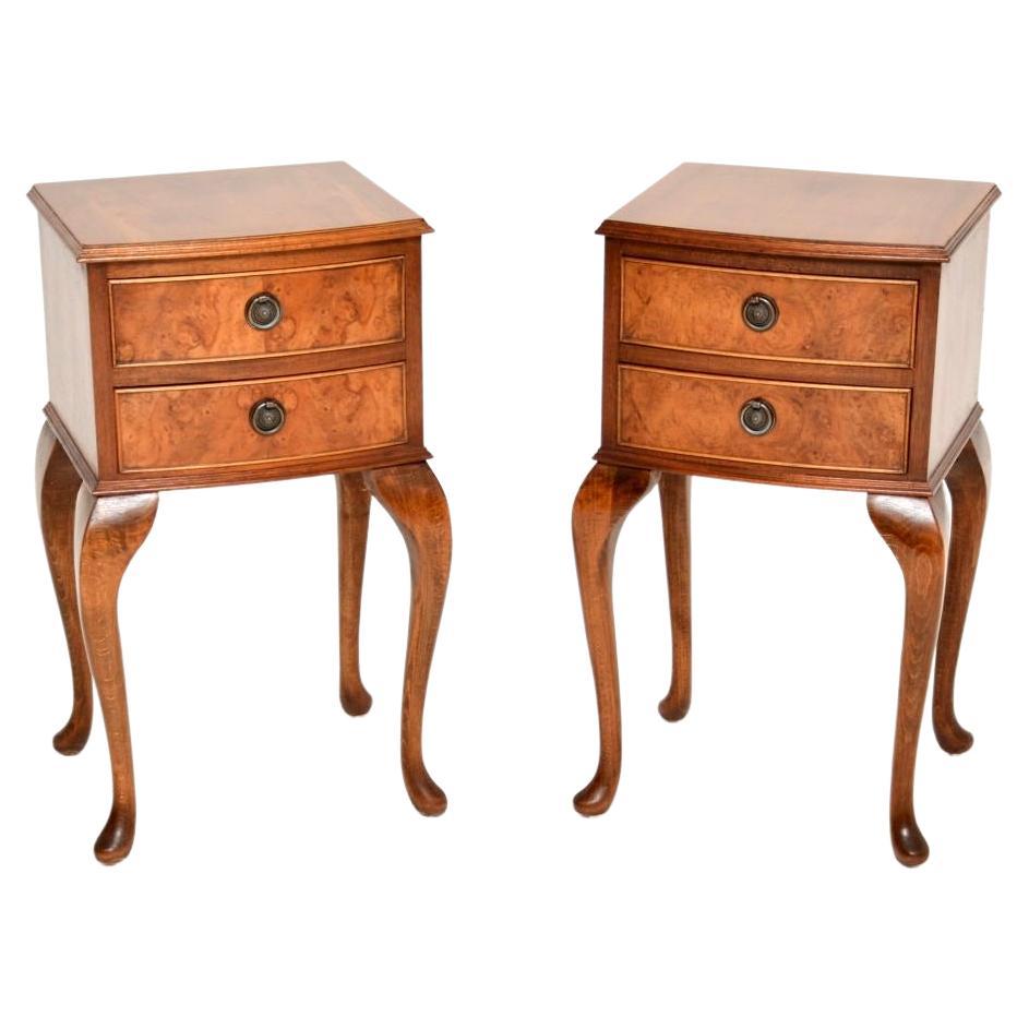 Pair of Antique Burr Walnut Bedside Chests