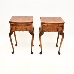 Pair of Antique Burr Walnut Bedside Tables