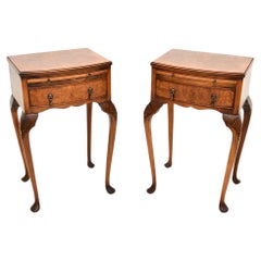 Pair of Antique Burr Walnut Bedside Tables