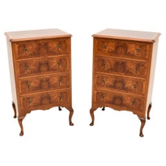 Pair of Antique Burr Walnut Chest of Drawers