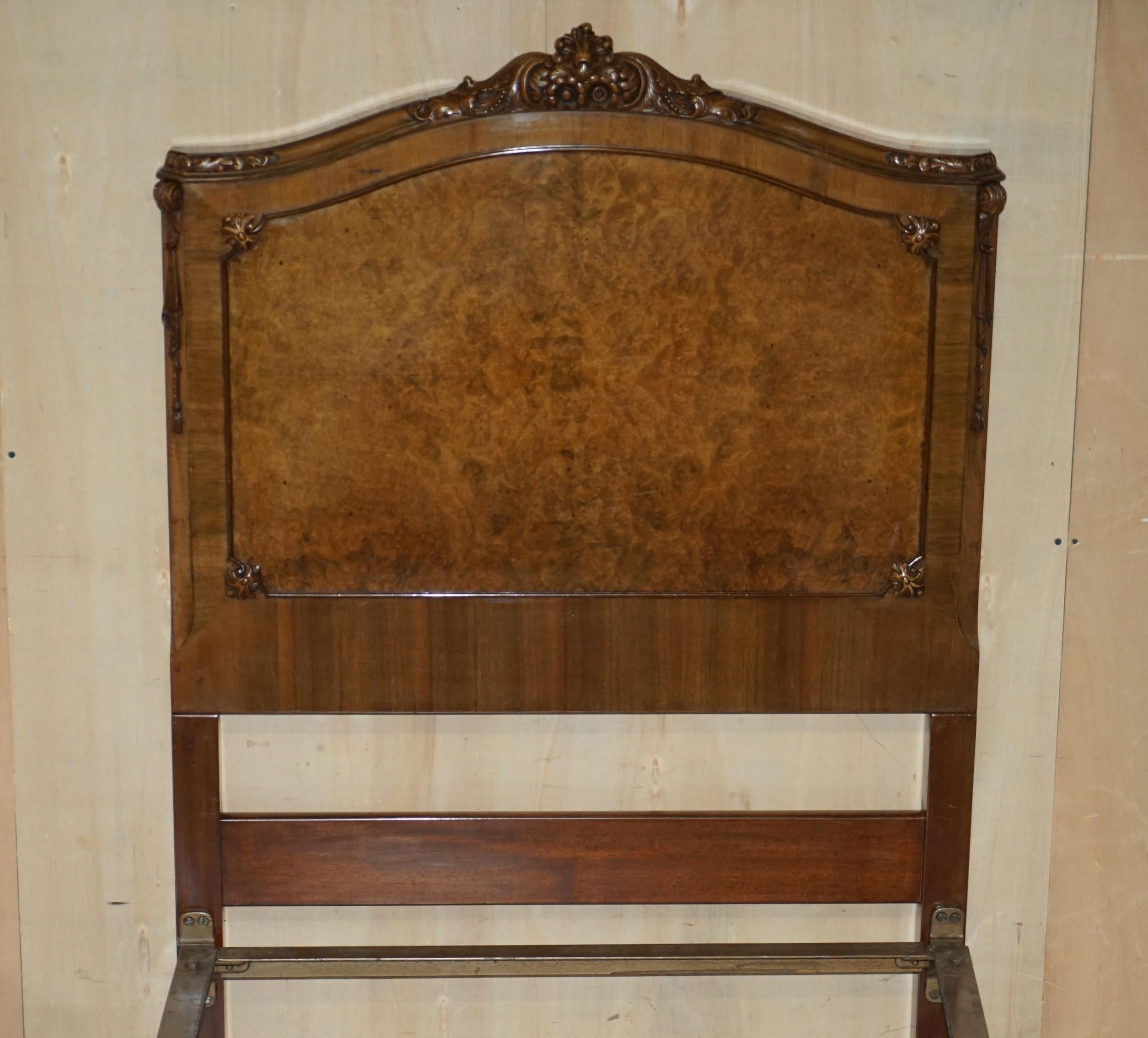 English Pair of Antique Burr Walnut circa 1900 Single Bedsteads Bed Frames Part Suite For Sale