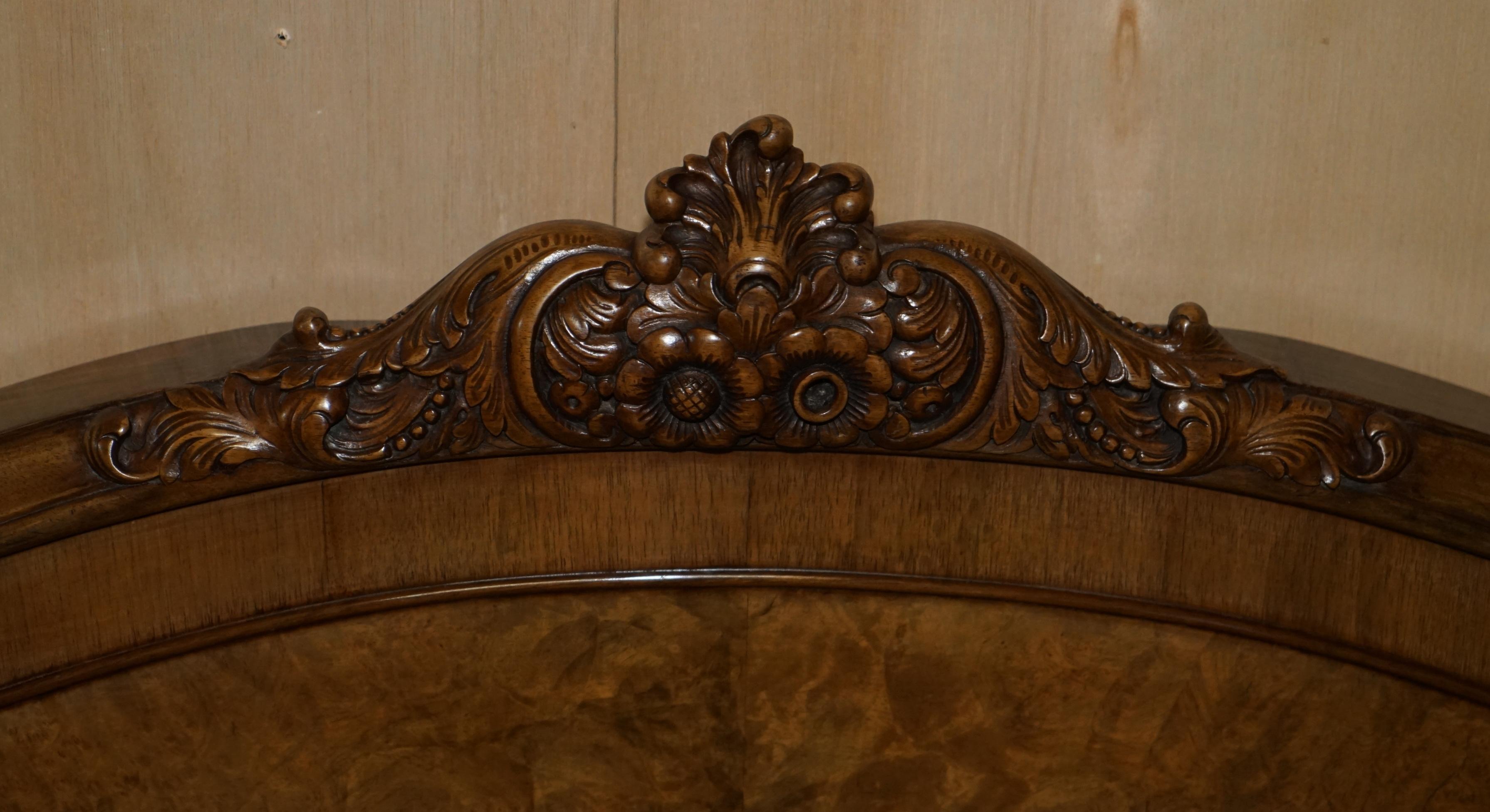Hand-Crafted Pair of Antique Burr Walnut circa 1900 Single Bedsteads Bed Frames Part Suite For Sale