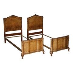 Pair of Antique Burr Walnut circa 1900 Single Bedsteads Bed Frames Part Suite