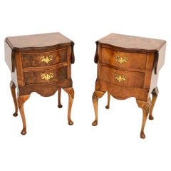 Pair of Antique Burr Walnut Drop Leaf Side Tables
