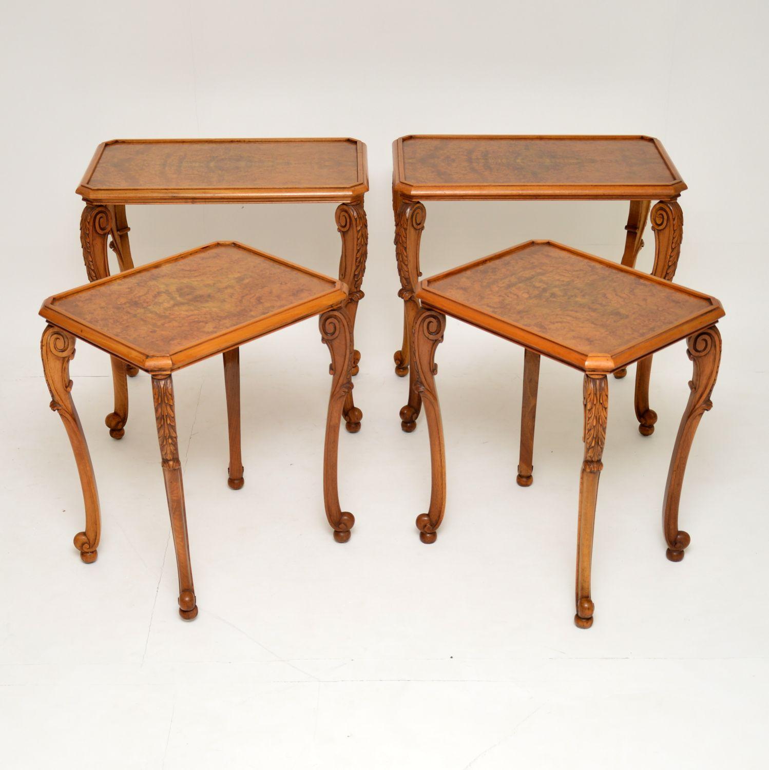 William and Mary Pair of Antique Burr Walnut Nesting Side Tables