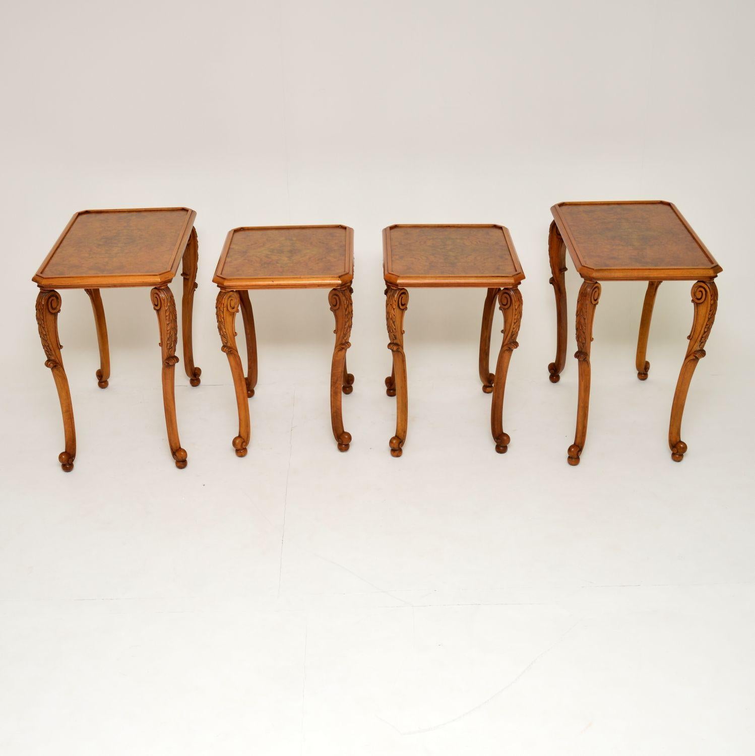 Pair of Antique Burr Walnut Nesting Side Tables In Good Condition In London, GB