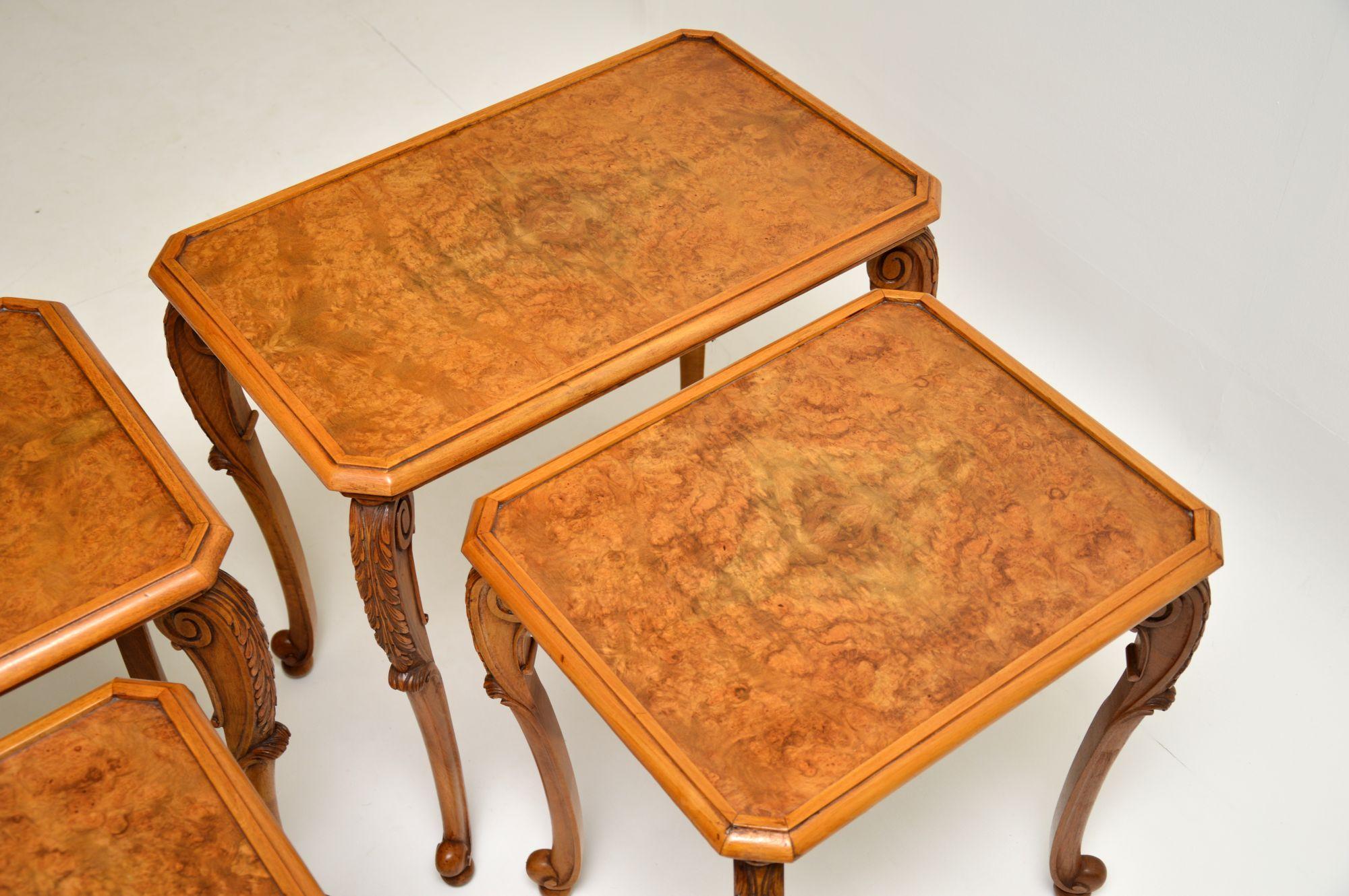 Pair of Antique Burr Walnut Nesting Side Tables 1