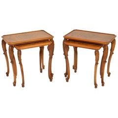 Pair of Antique Burr Walnut Nesting Side Tables