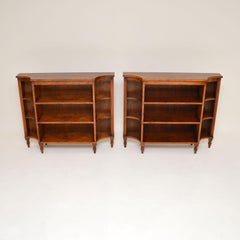 Pair of Antique Burr Walnut Open Bookcases