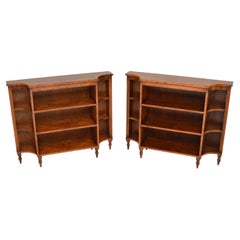 Pair of Antique Burr Walnut Open Bookcases