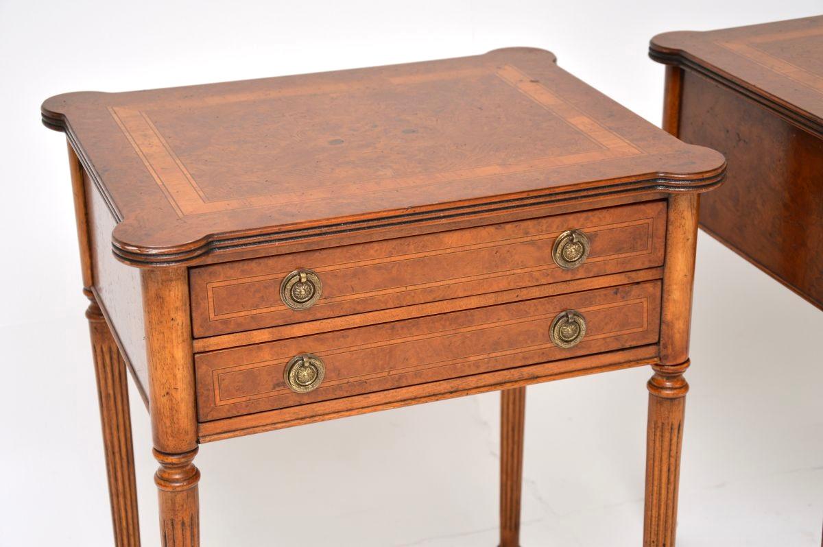 Pair of Antique Burr Walnut Side Tables For Sale 4