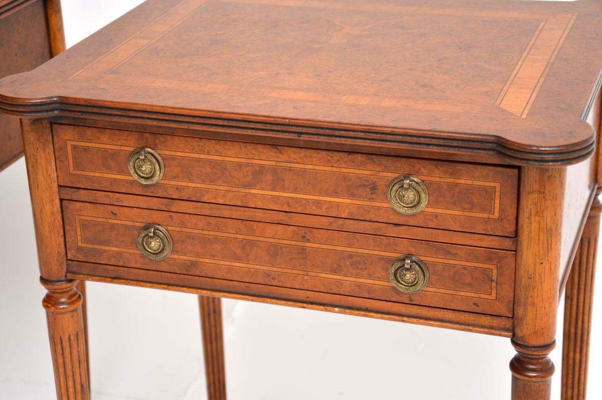 Pair of Antique Burr Walnut Side Tables For Sale 5