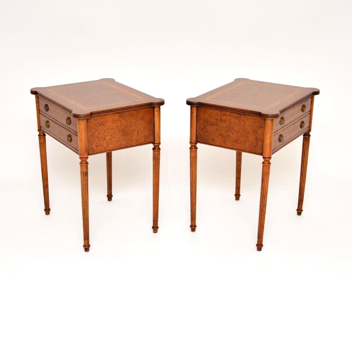 Pair of Antique Burr Walnut Side Tables In Good Condition For Sale In London, GB