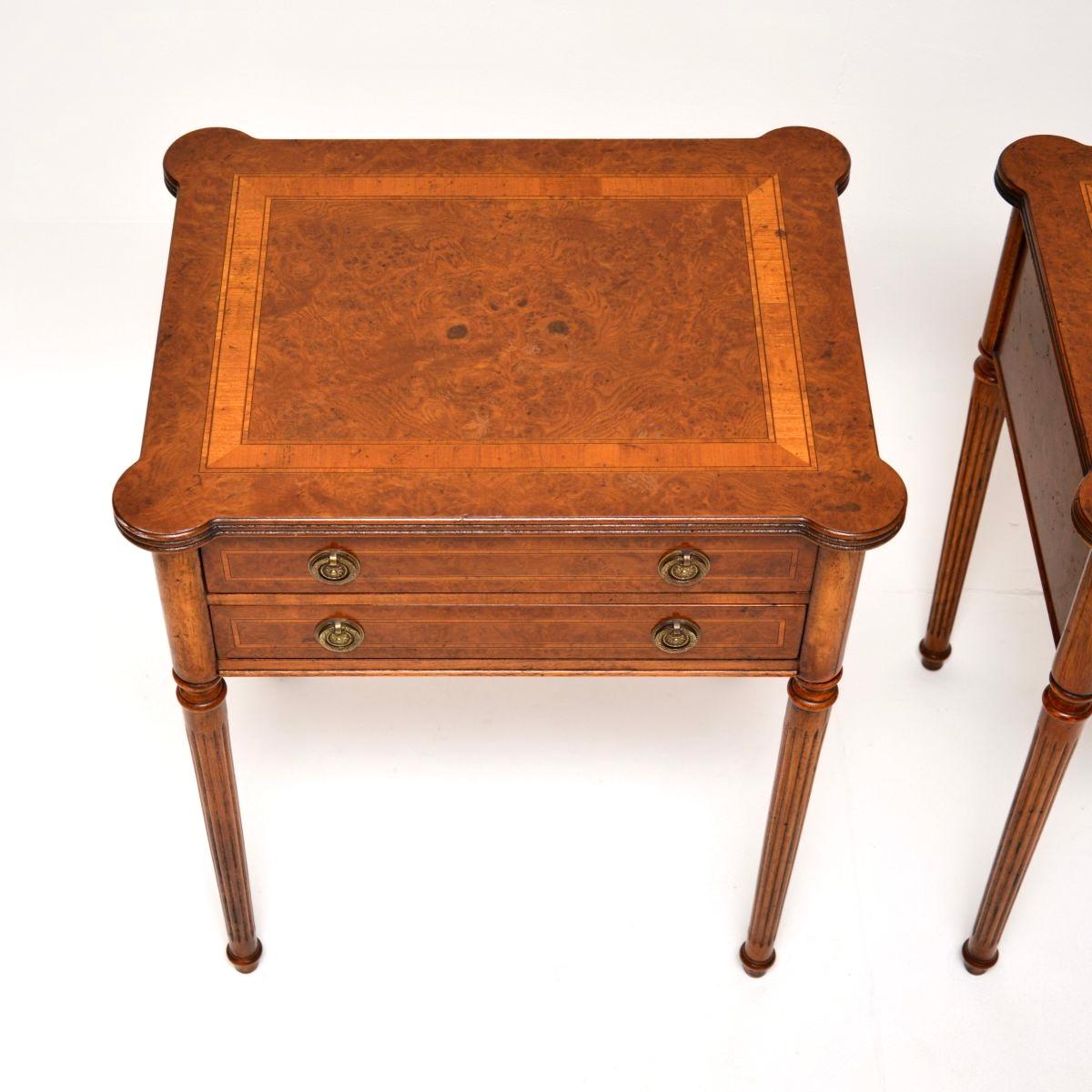 Pair of Antique Burr Walnut Side Tables For Sale 1