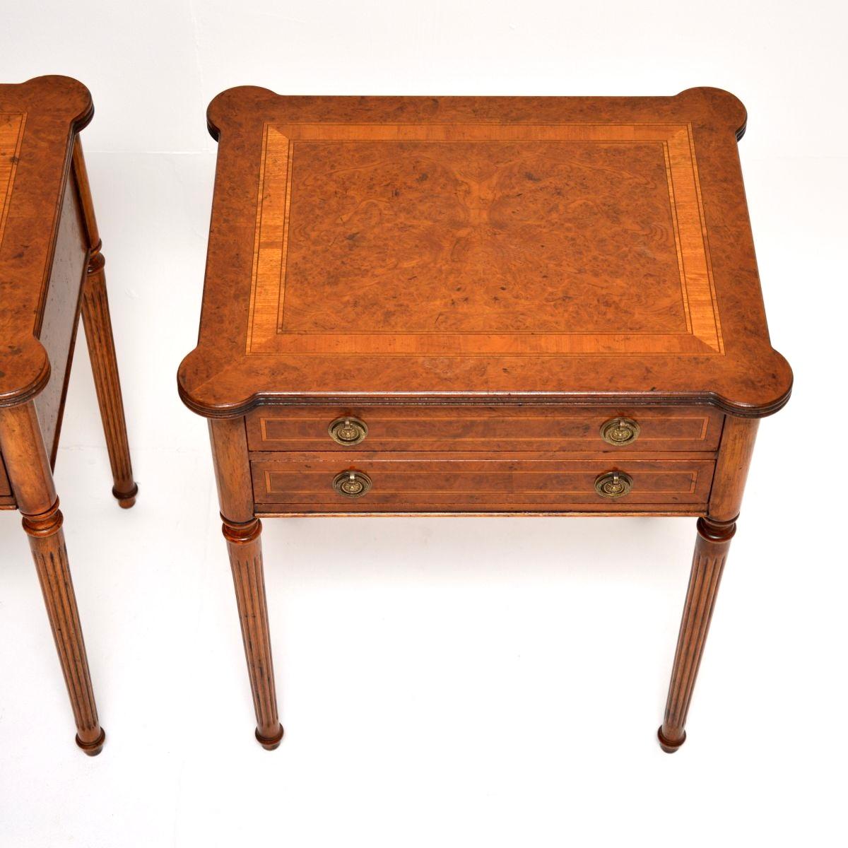 Pair of Antique Burr Walnut Side Tables For Sale 2