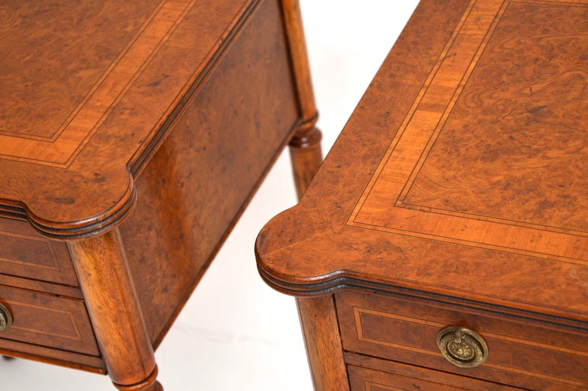Pair of Antique Burr Walnut Side Tables For Sale 3