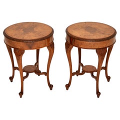 Pair of Antique Burr Walnut Side Tables