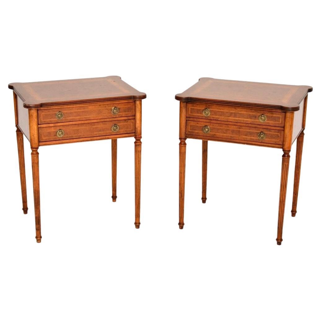 Pair of Antique Burr Walnut Side Tables For Sale