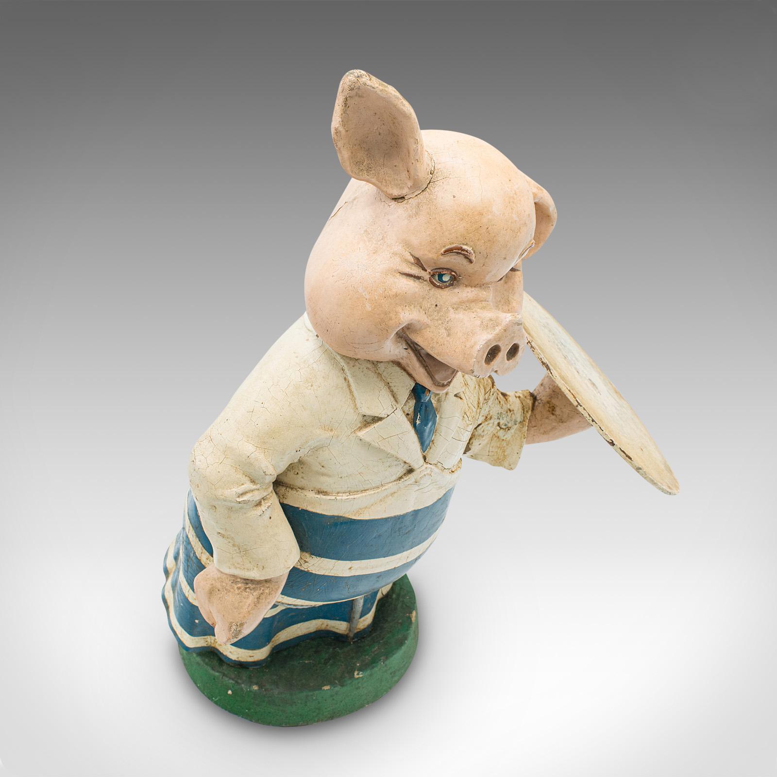 Pair Of Antique Butchery Pigs, English, Plaster, Shop Display Figure, Edwardian For Sale 5
