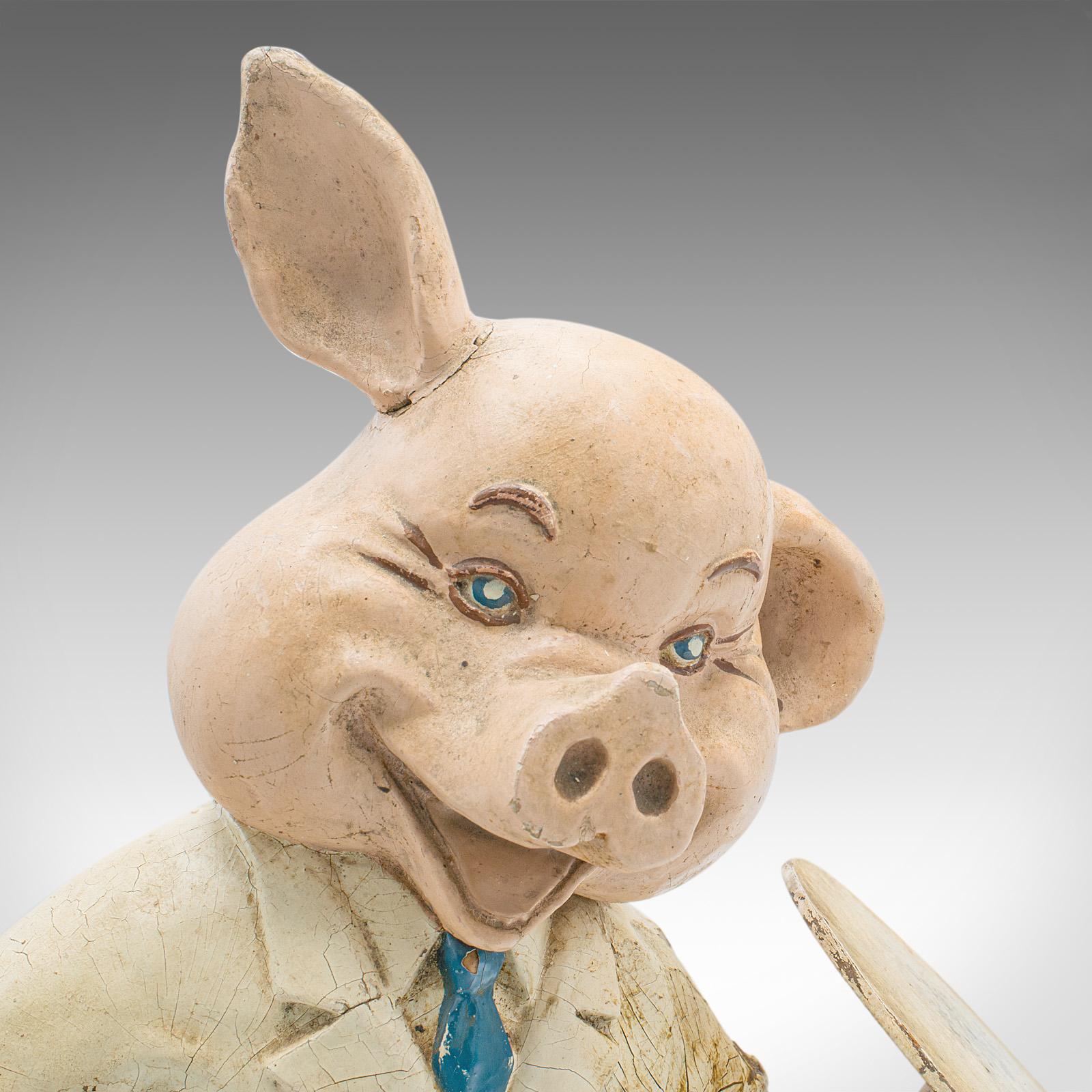 Pareja De Cerdos Antiguos De Carnicería, Ingleses, Yeso, Figura De Exposición En Tienda, Eduardianos en venta 4