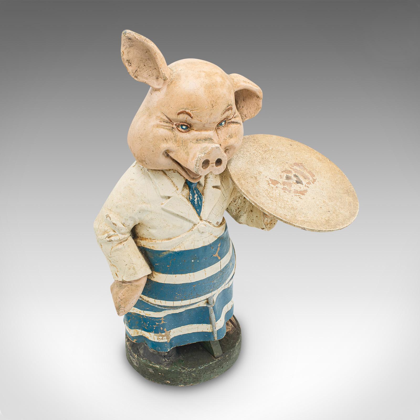 20th Century Pair Of Antique Butchery Pigs, English, Plaster, Shop Display Figure, Edwardian For Sale
