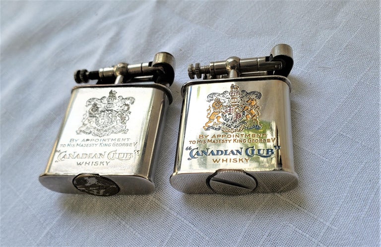 Pair of Antique Canadian Club Whiskey Advertising Swing Arm Pocket Lighters  For Sale at 1stDibs