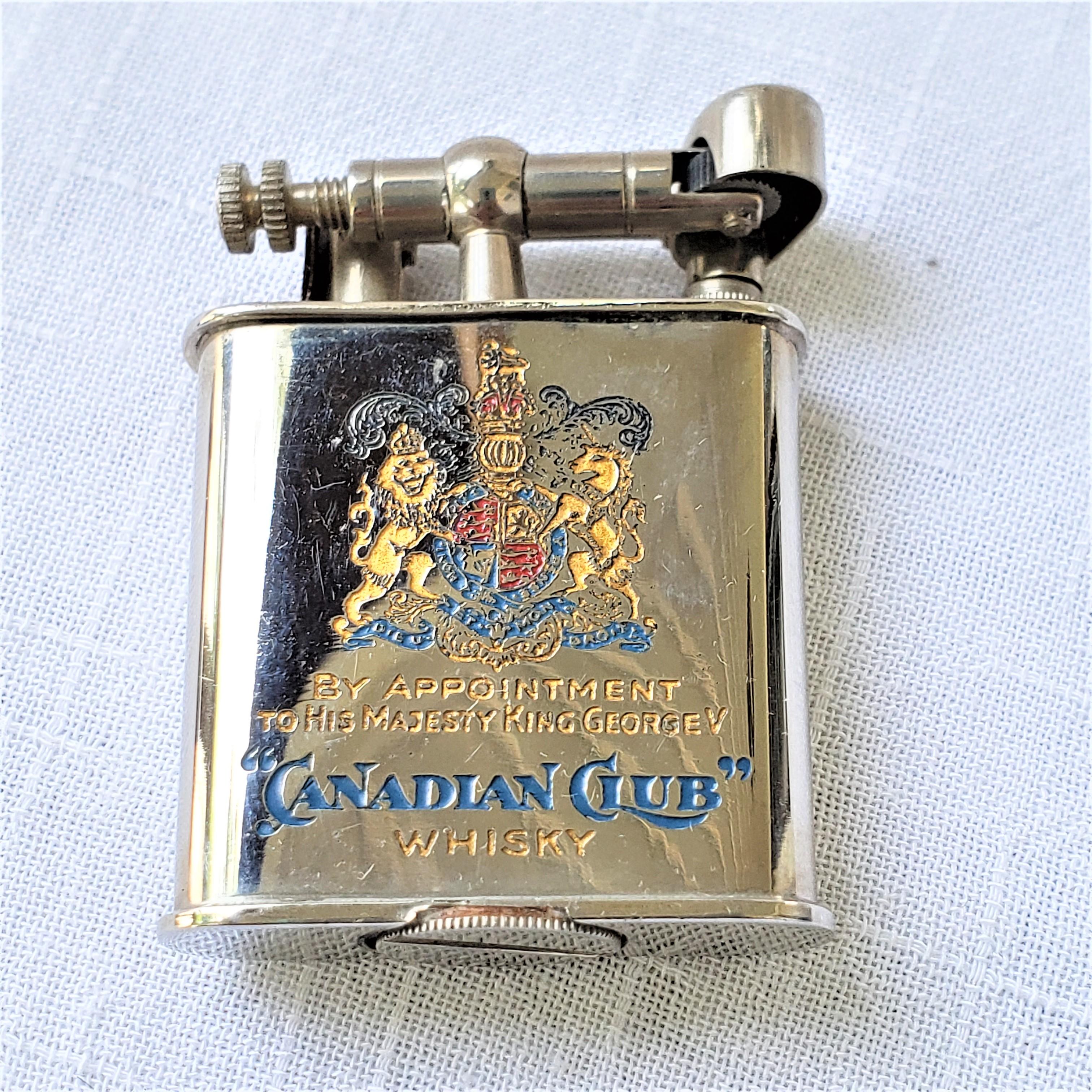 Art Deco Pair of Antique Canadian Club Whiskey Advertising Swing Arm Pocket Lighters For Sale