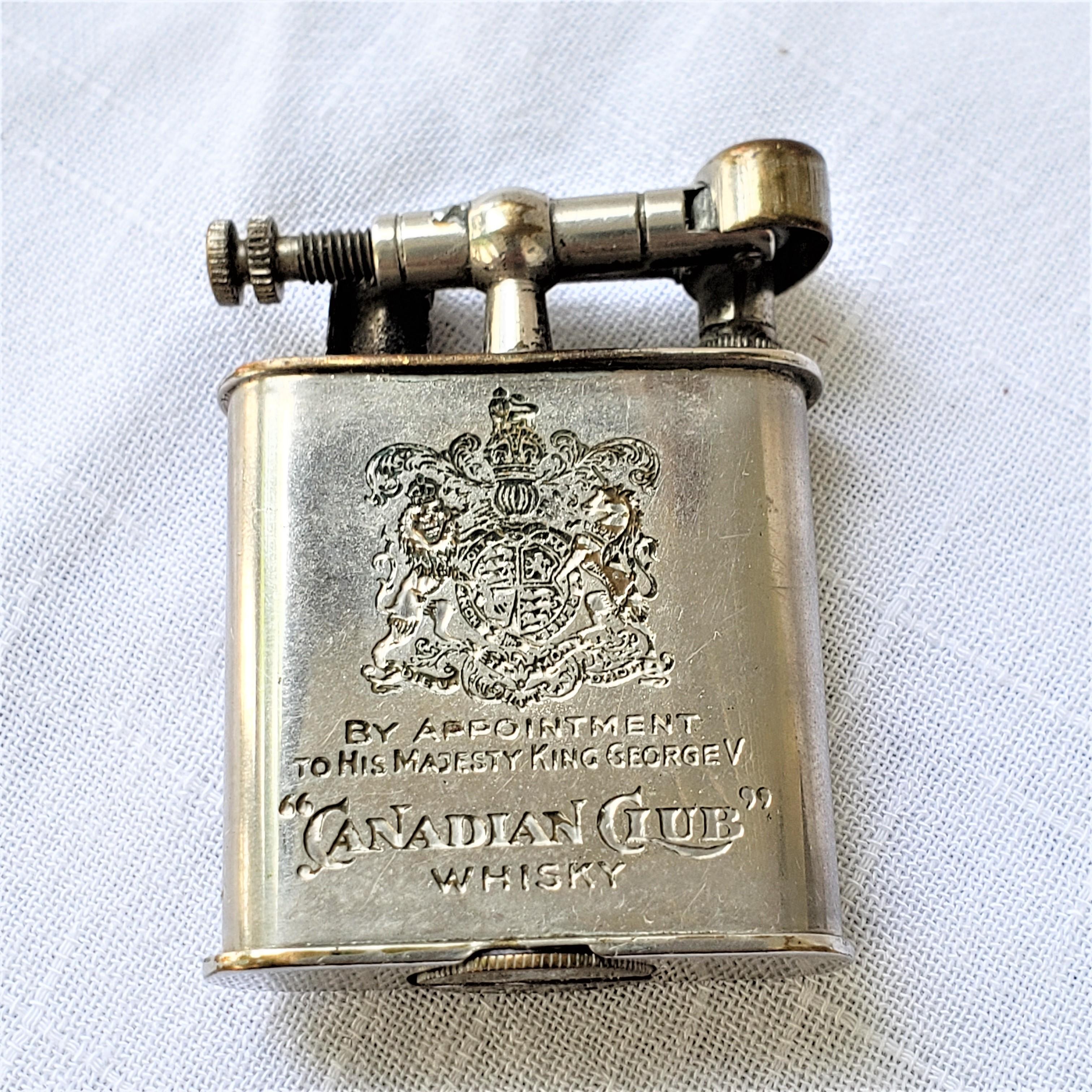 German Pair of Antique Canadian Club Whiskey Advertising Swing Arm Pocket Lighters For Sale