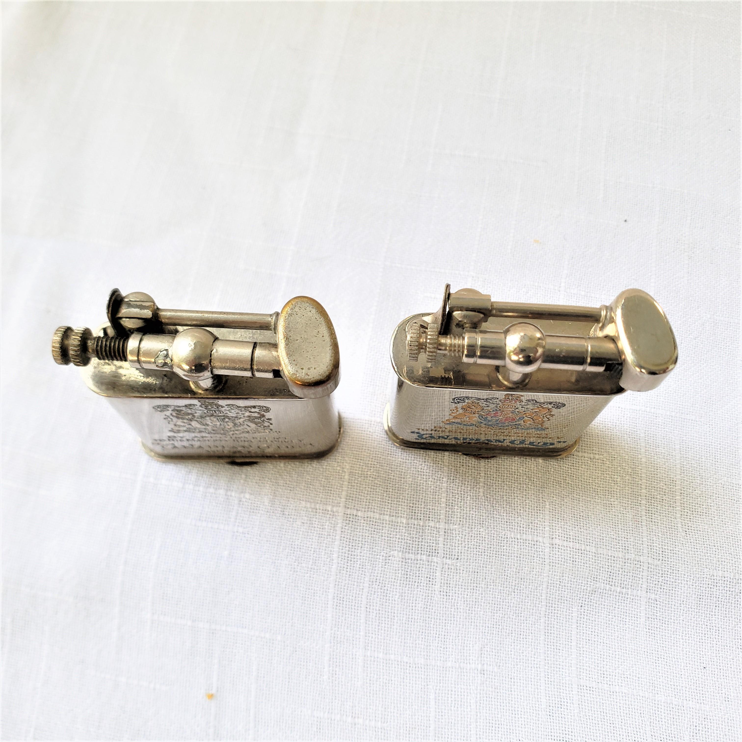 Machine-Made Pair of Antique Canadian Club Whiskey Advertising Swing Arm Pocket Lighters For Sale