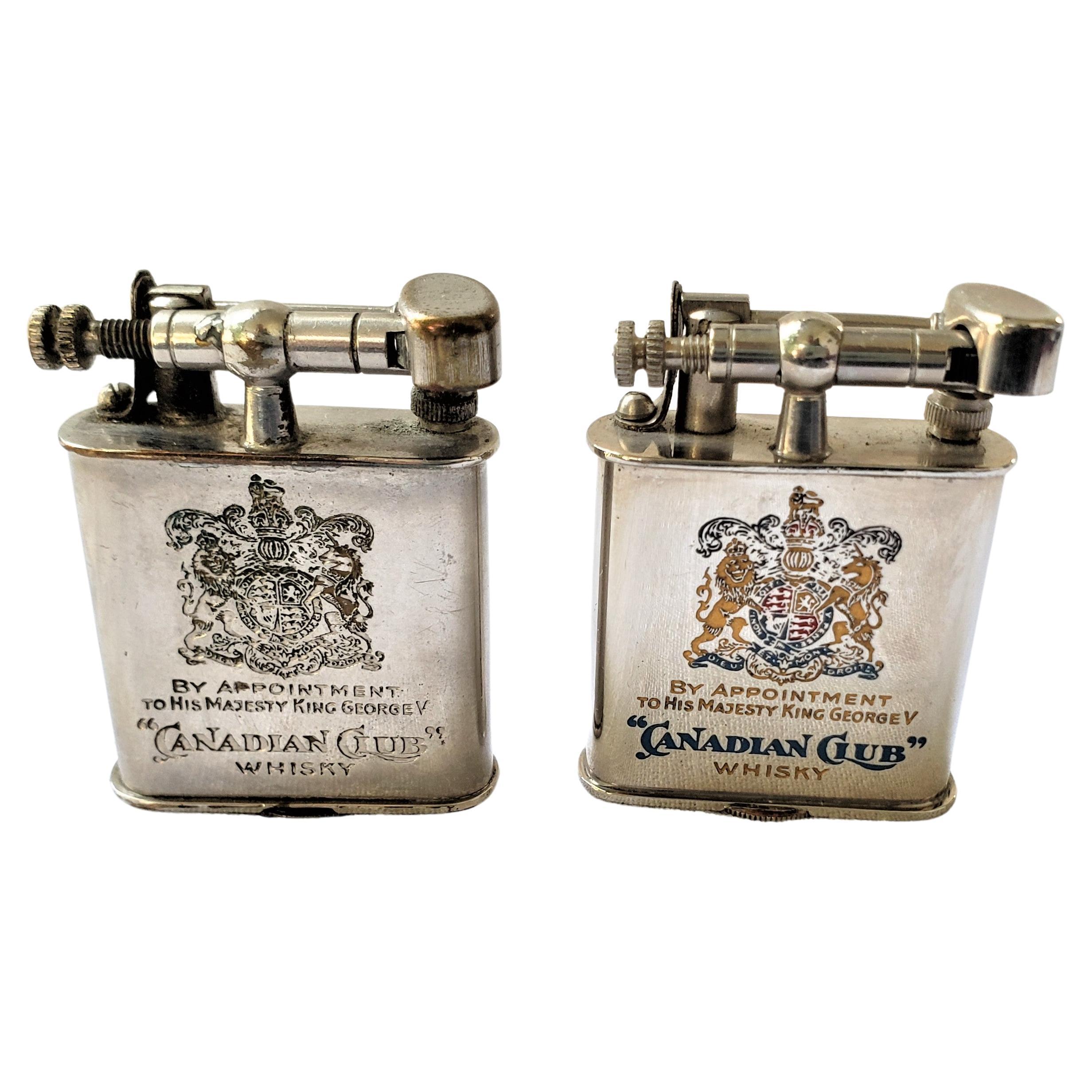 Pair of Antique Canadian Club Whiskey Advertising Swing Arm Pocket Lighters