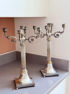 Pair of Antique Candle Holder Swedish Silver Plate Decorative Luxury Candelabra