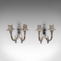 Pair of Antique Candle Sconces, French, Wall Lighting, Art Nouveau, Victorian