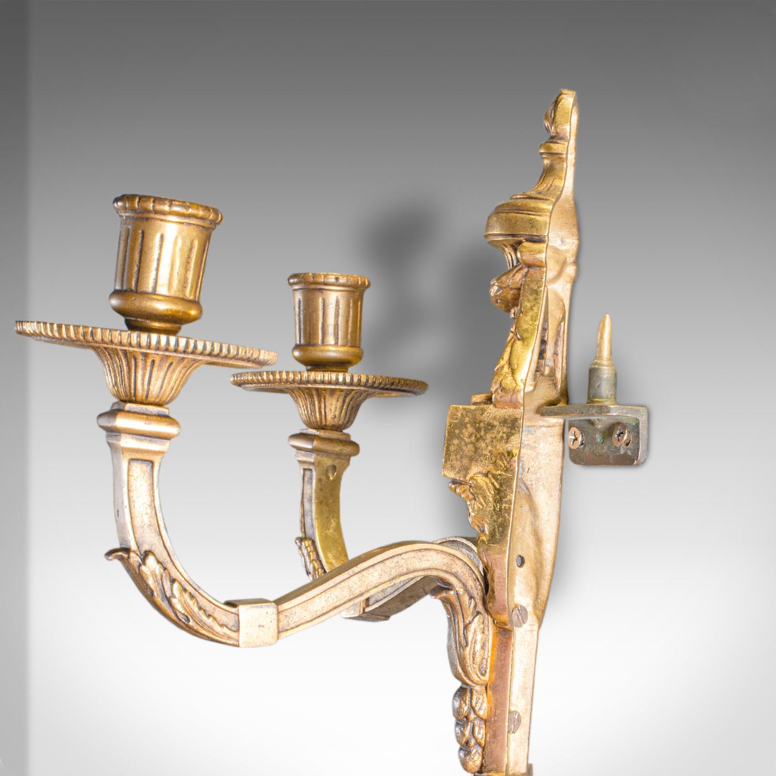 Coppia di antiche lampade a candela, italiane, Grand Tour, in ottone, vittoriane in vendita 4