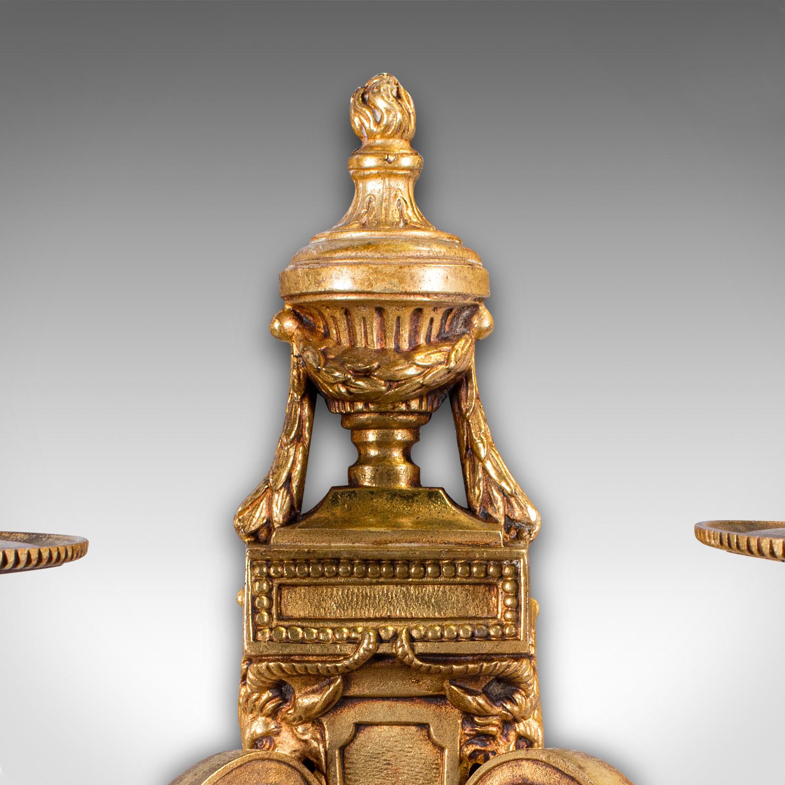 Ottone Coppia di antiche lampade a candela, italiane, Grand Tour, in ottone, vittoriane in vendita