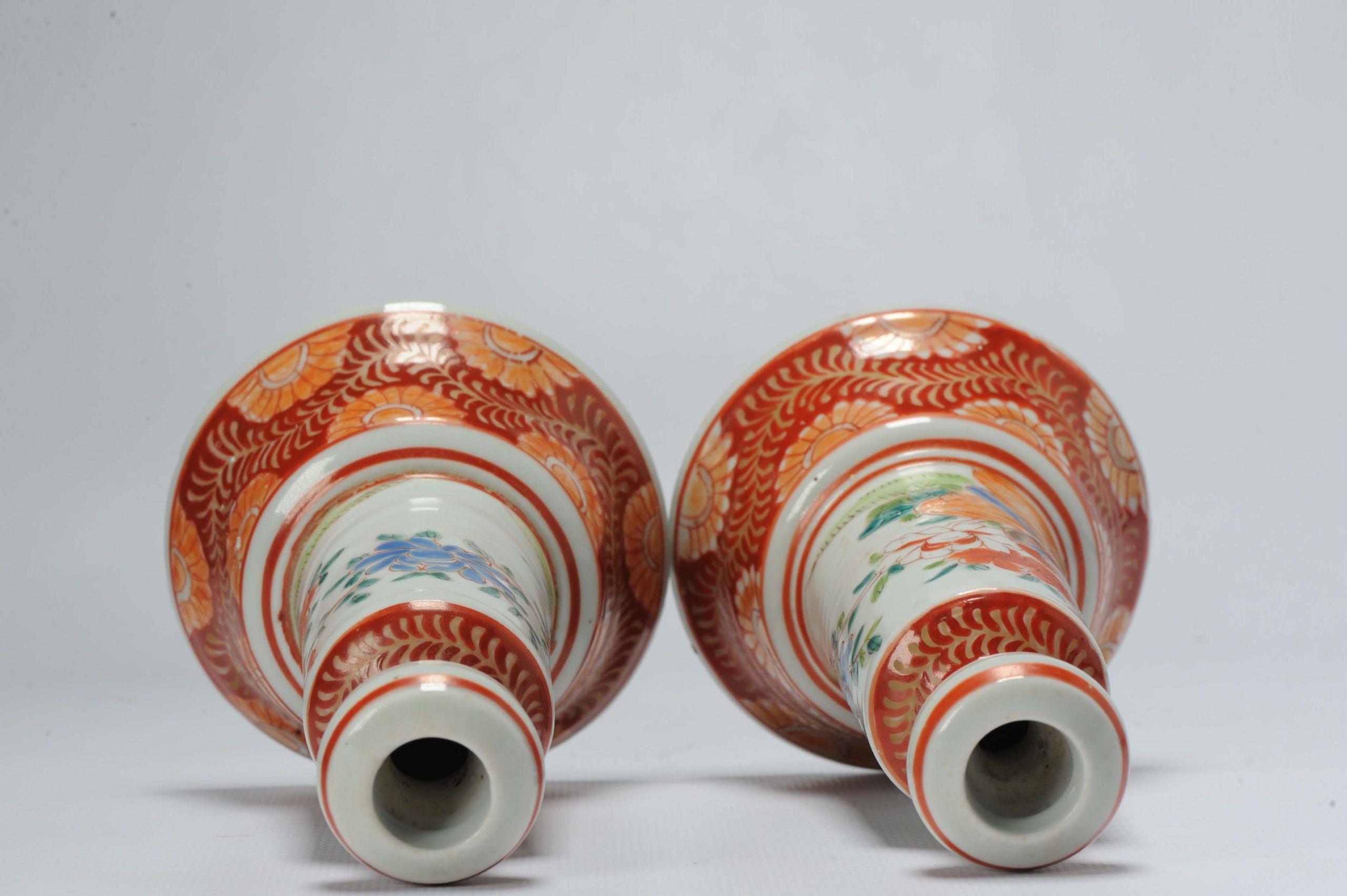 Pair of Antique Candle Sticks Set of Hichozan Japanese Arita Porcelain, 19th Cen In Good Condition For Sale In Amsterdam, Noord Holland
