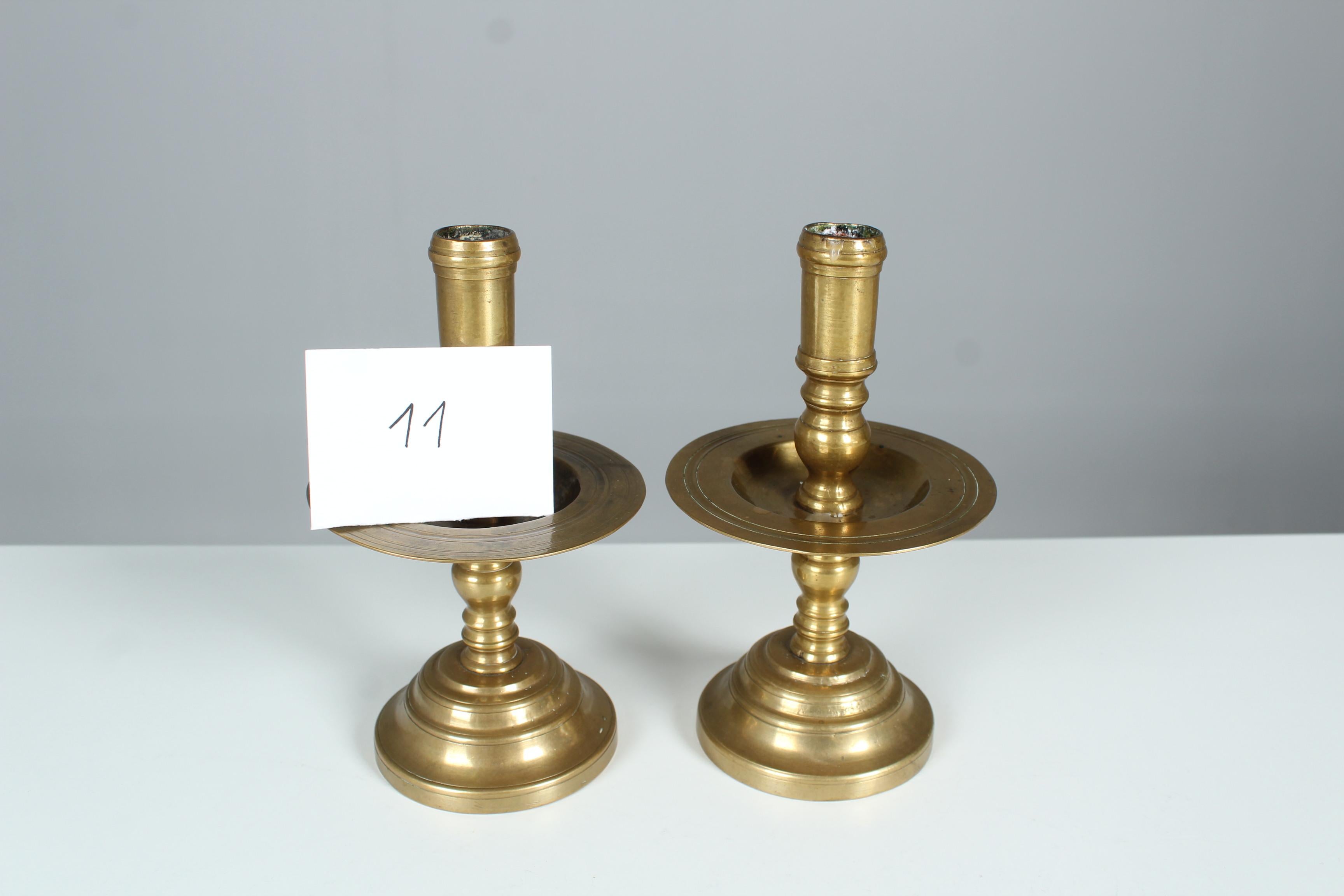 French Pair of Antique Candlesticks, Brass, Gilded, Late 19th Century For Sale