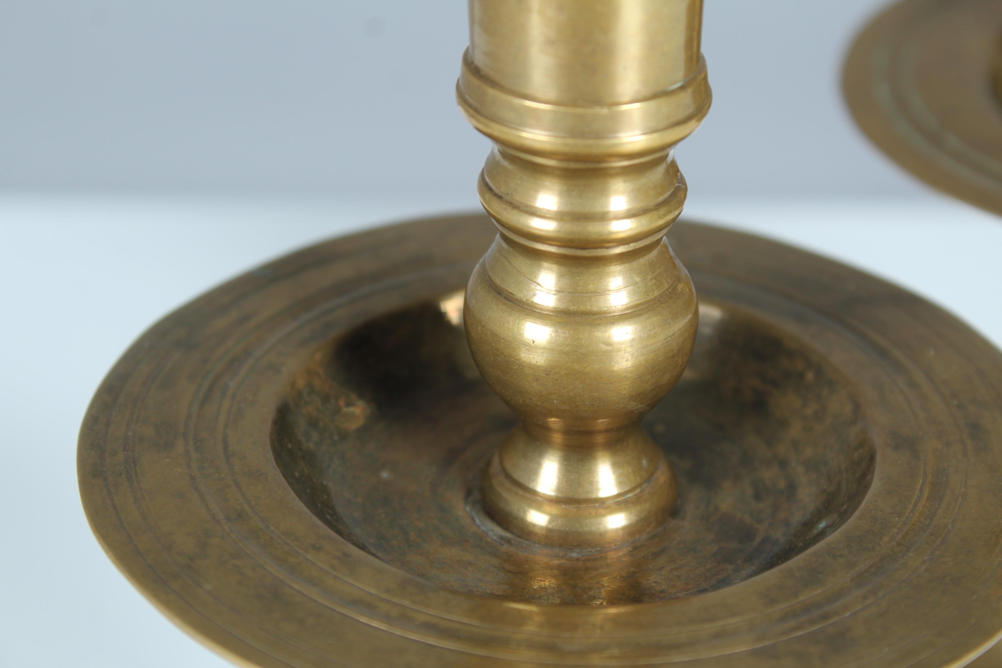 Pair of Antique Candlesticks, Brass, Gilded, Late 19th Century For Sale 1