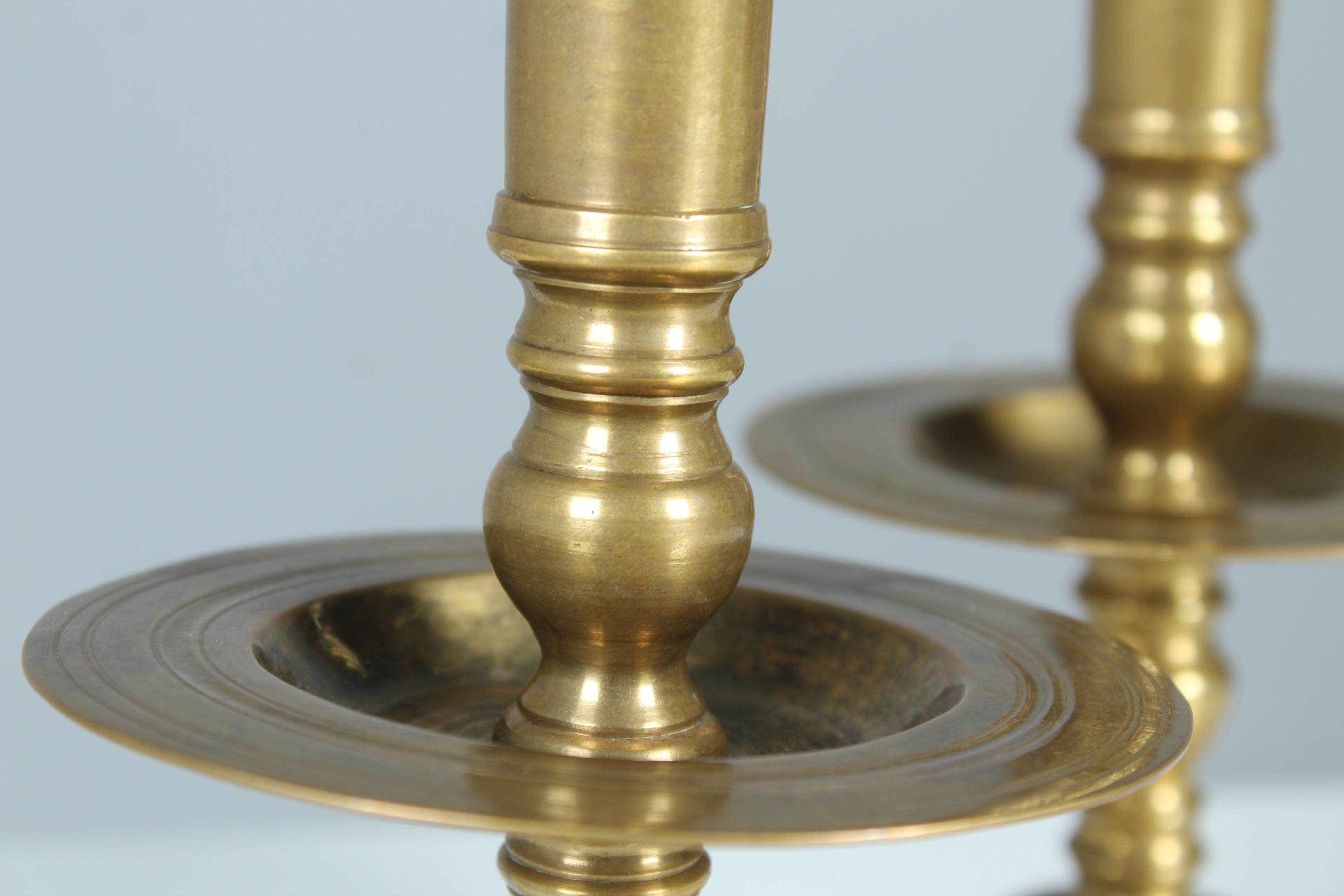 Pair of Antique Candlesticks, Brass, Gilded, Late 19th Century For Sale 2