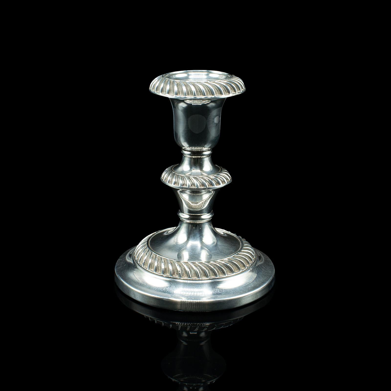 British Pair Of Antique Candlesticks, English, Silver Plate, Candle Sconce, Edwardian For Sale